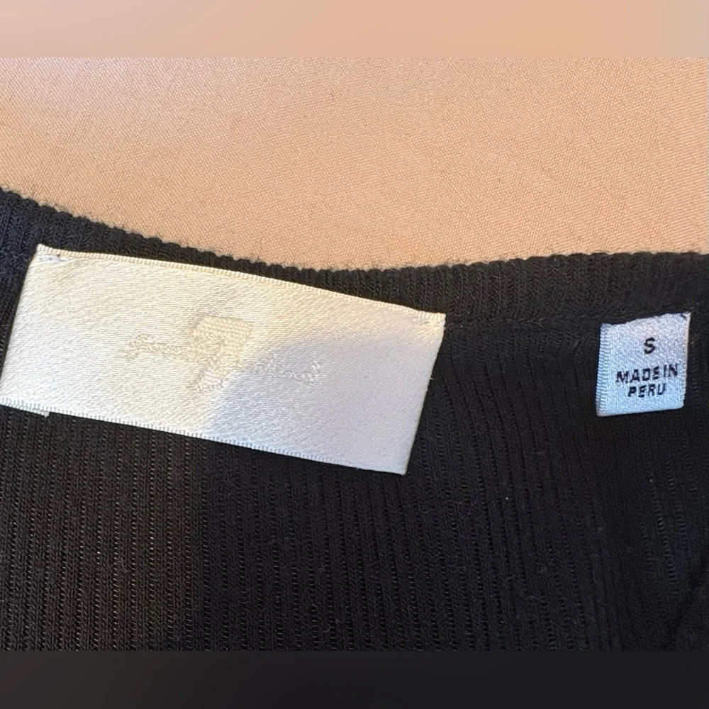 7 For All Mankind Black Ribbed Racerback Tank Top - Picture 2 of 6